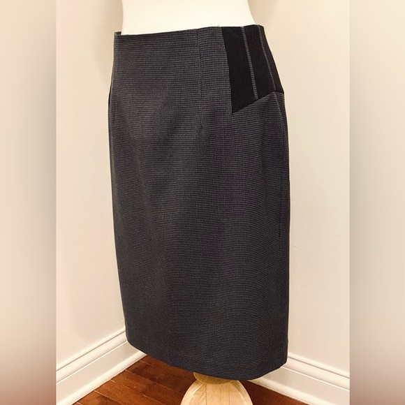 Worthington Grey Black Houndstooth Black Panel Lined Career Pencil Skirt Size 12 - Picture 4 of 10